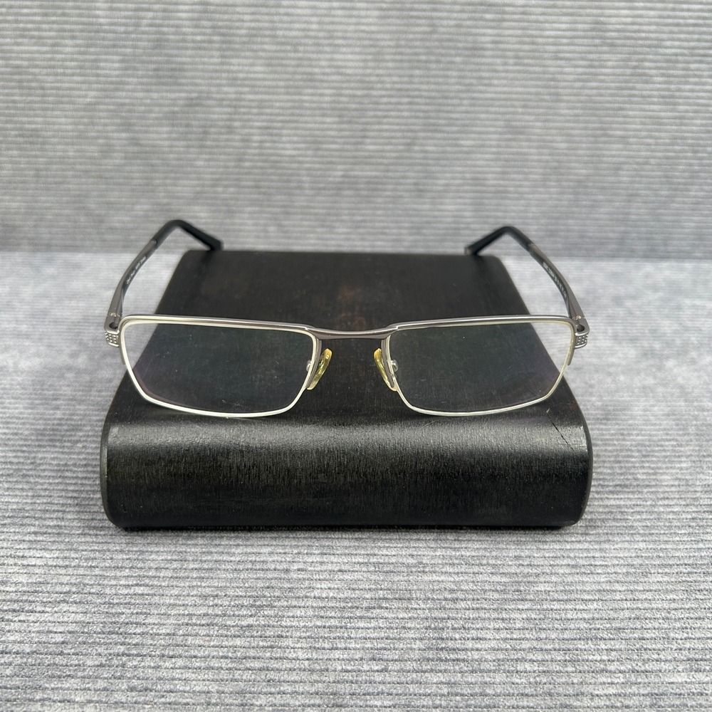 Vintage Gunmetal Rectangular y2k Eyeglass Textured Temples 56-16-145